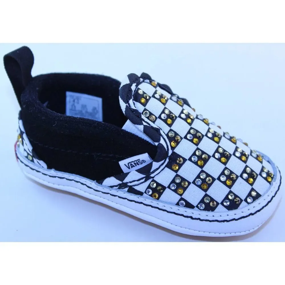VANS Checkerboard Slip-On Black Rhinestone Sneaker